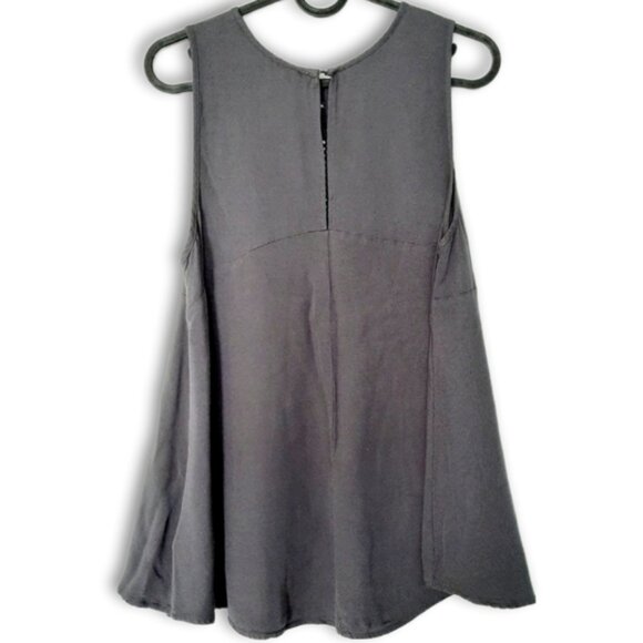 GENTLE FAWN Boho Tonal Embroidered Crewneck Tank Top Gray Sz S - Picture 7 of 15